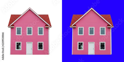 A Cute Two Story Pink House with a Red Roof for Real Estate Design Concepts transparent png