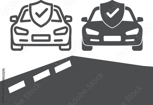 Two cars with security shields on road