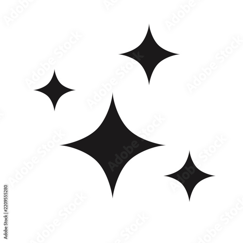 Icon clean. Cleanliness logo. Sparkle star. Sparkling stars cleaning. Spark fresh. Starry shiny. Sparks glitter print bodycare, shampoo, toiletries, freshness, hygiene, bathroom. Vector illustration