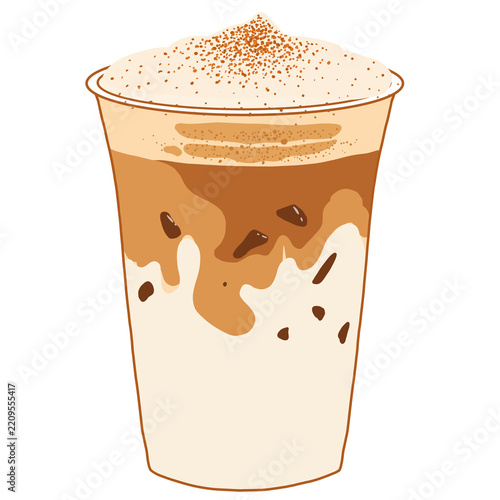 Iced Coffee Latte in Plastic Cup Illustration