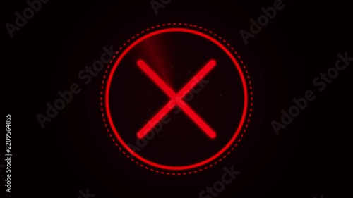 Red Glowing X Symbol Warning Sign Animation