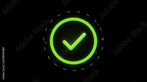 Glowing Green Checkmark Animation Success Sign