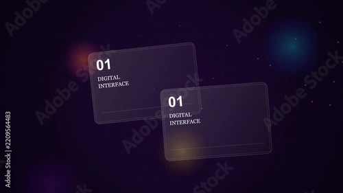 Abstract Digital Interface HUD Overlay with Floating Glass UI Panels
