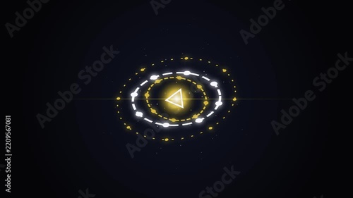 Abstract Glowing Golden Circle Motion Background with Triangle