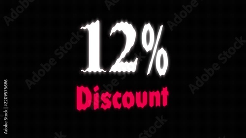 Bold 12 percent discount text effect on dark background