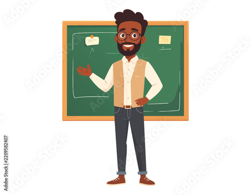 Male Teacher in Classroom Vector