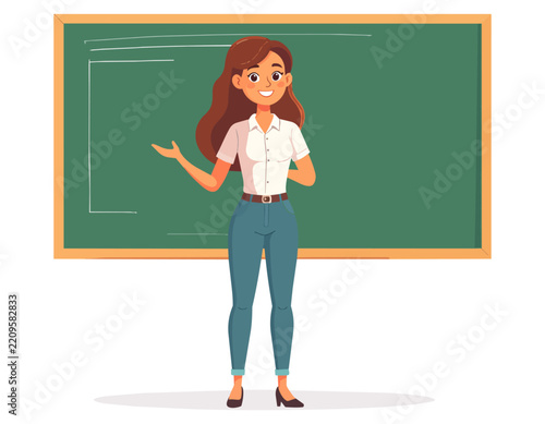 Female Teacher Teaching Vector