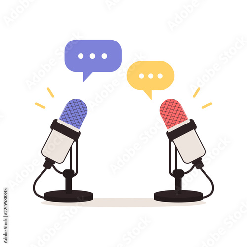 Podcast Conversation with Two Microphones