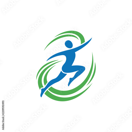 Health and wellness running logo illustration