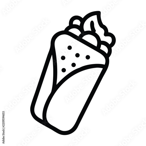 Shawarma wrap vector icon is a simple and editable design for middle eastern food and fast casual.