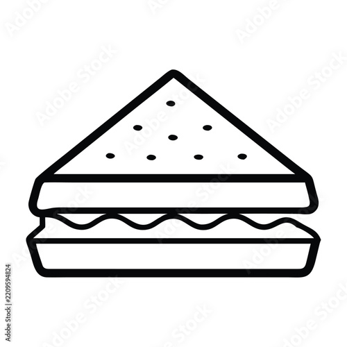 Triangle sandwich with cheese and ham snack lunch meal crusty bread picnic food graphic.