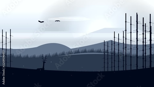 Sunset Mountain & Majestic Deer 1080p Seamless Nature Landscape Animation Loop