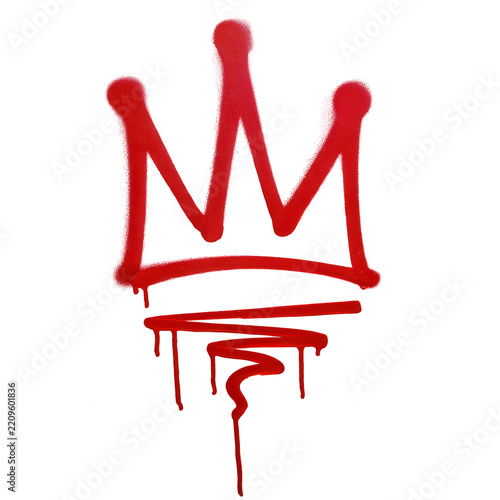 Red graffiti crown spray paint element isolated on transparent background