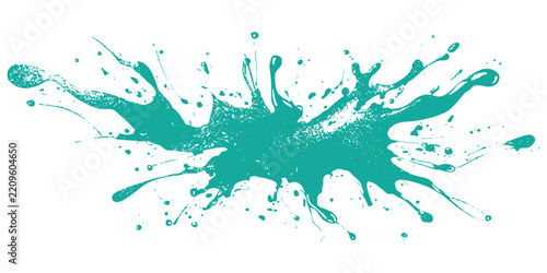Vibrant teal paint splash and liquid splatter shape vector illustration background template for modern graphic design.