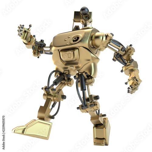 humanoider Roboter in Bewegung auf transparentem Hintergrund