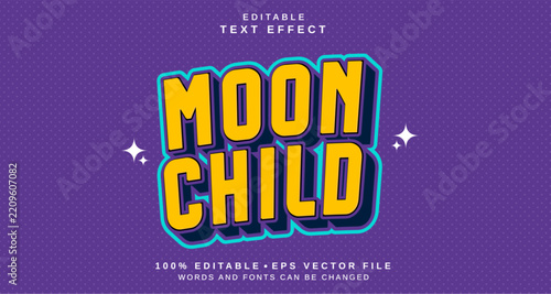 Editable text style effect - Moon Child text style theme.
