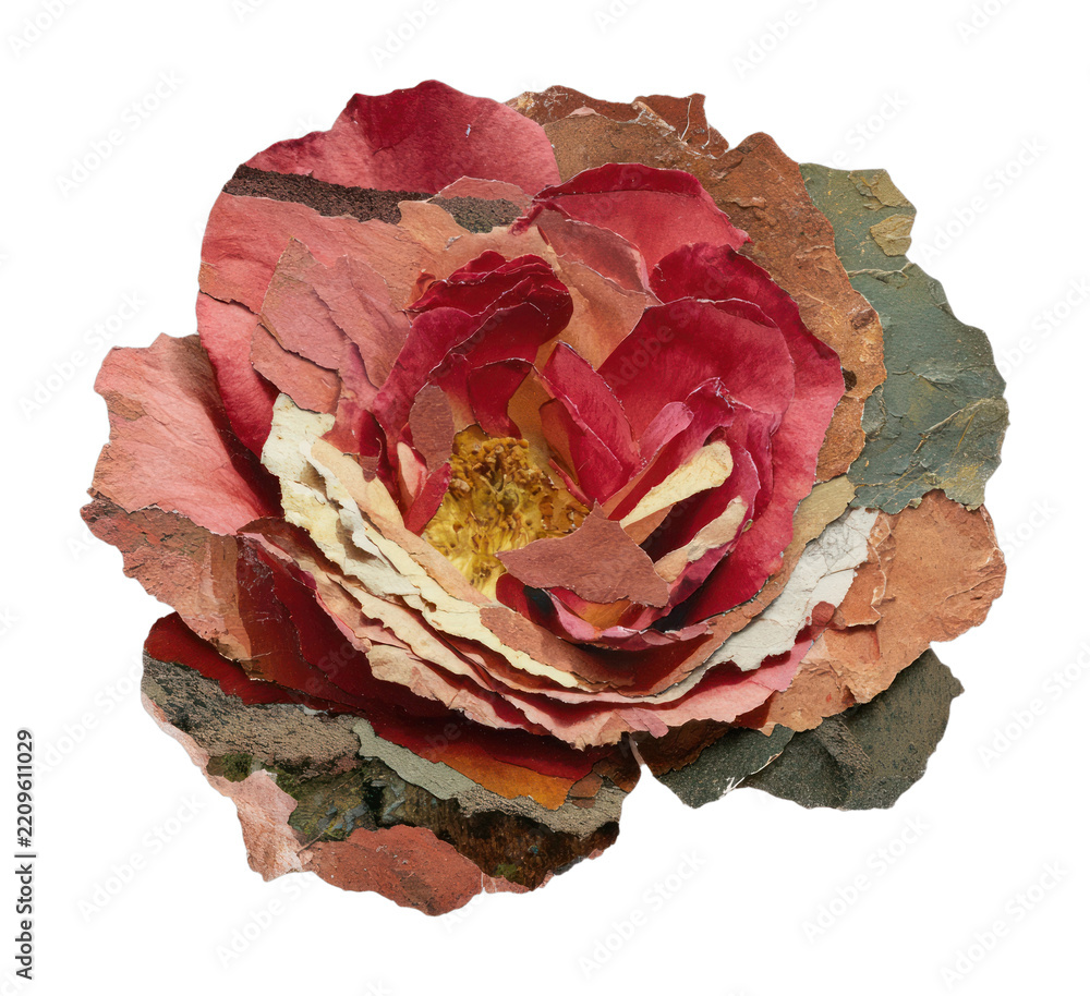 Obraz premium PNG Textured collage rose illustration