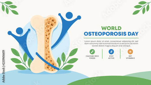 World Osteoporosis Day Showing Bone Health Awareness and Healthy Lifestyle Illustration