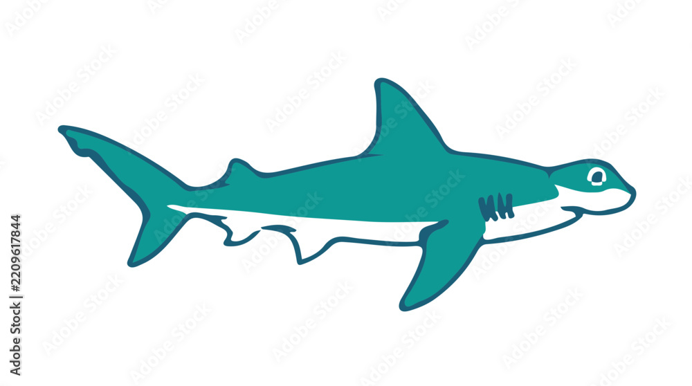 Fototapeta premium Bonnethead S icon flat design colorful vector illustration