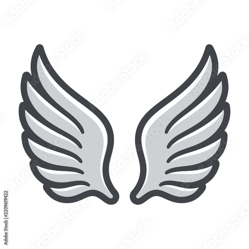 Grey wing symbol icon wings pair symbolizing freedom and protection