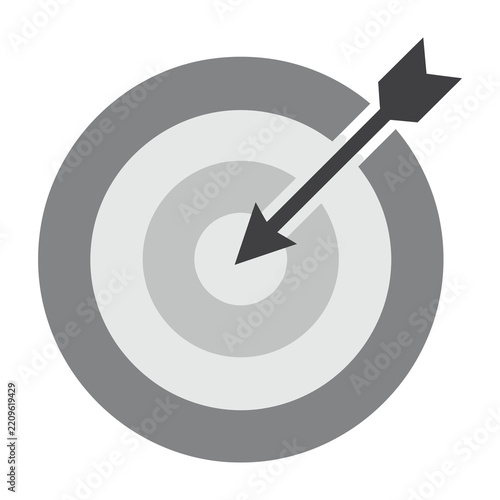 Gray target with arrow hitting bullseye center