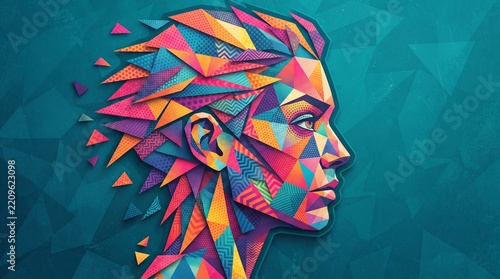Abstract Geometric Human Head in Profile