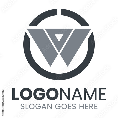 Logo design template with W symbol and circle