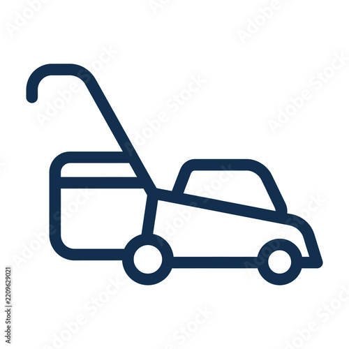 Lawn mower icon simple line drawing gardening tool