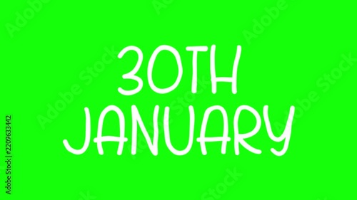 30th January Hand Drawn Scribble Overlay with Green Background