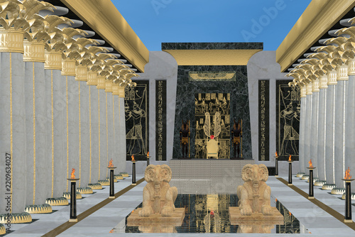 Pharaoh Throne Room - An ancient Egyptian Pharaoh's throne room was a highly symmetrical, awe-inspiring space designed to project absolute cosmic and political authority. 