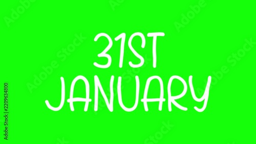 31st January Hand Drawn Scribble Overlay with Green Background