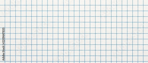 Blue grid line graph paper texture. Square coordinate math notebook page background