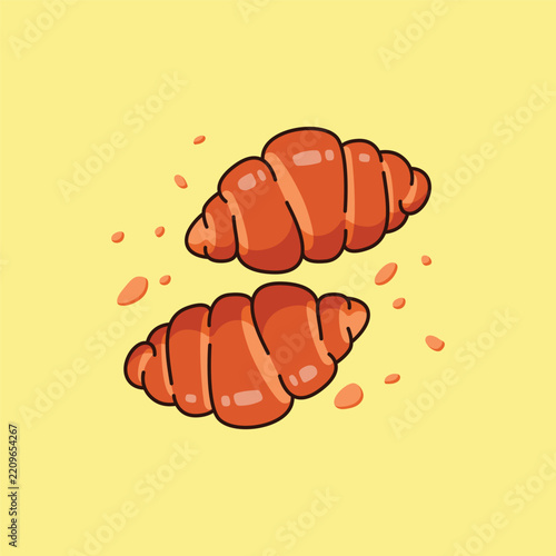 fresh baked croissants vector illustration in cute cartoon flat style