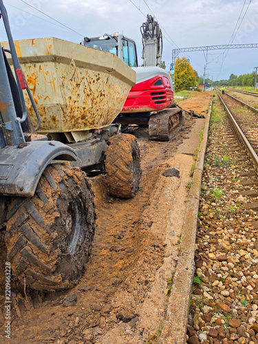 Construction machinery operating at the construction site