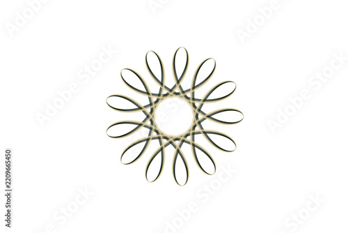 Guilloche Rosette Schwarzgrün & Messing Ornament