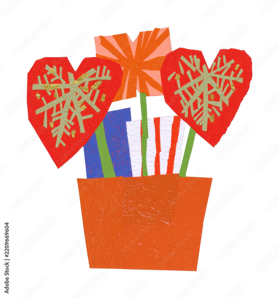 Fototapeta premium PNG Colorful abstract flowers in a vibrant pot