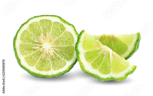 Sliced bergamot on transparent background. Citrus fruit