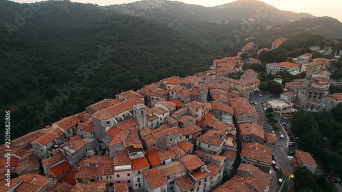 Aerial View of Historic Castle and Medieval Town
