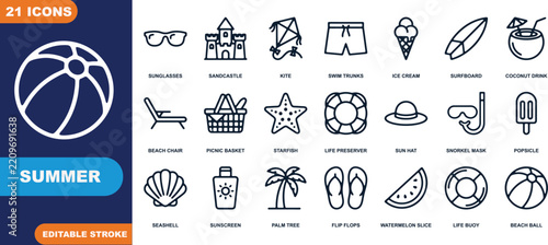 Summer icons set with sunglasses beach ball and water gun vector