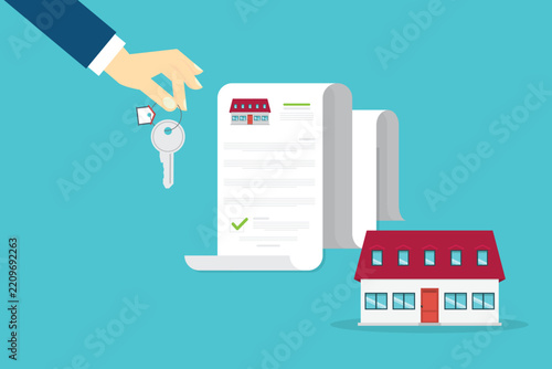 House Sale Concept with Property Key, Buyer Documents and Purchase Checklist