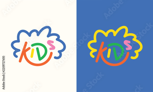 Modern Minimalist Colorful Kids Lettering Typography Vector