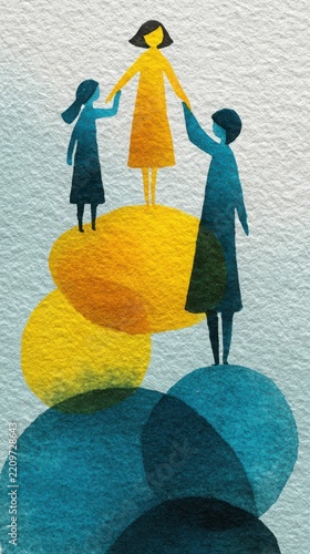 Watercolor Illustration of HR Leadership Supporting Skill Development and Learning Concepts in Team Building