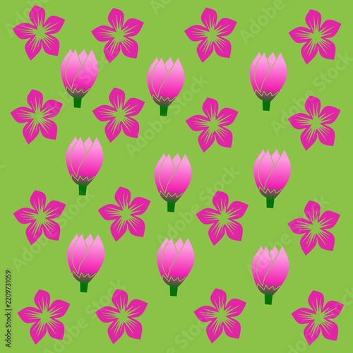 seamless pattern with pink flowers