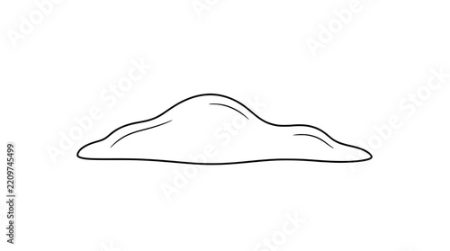 Fotografie Black outline vector icon of a low snowdrift mound with smooth curved contour an