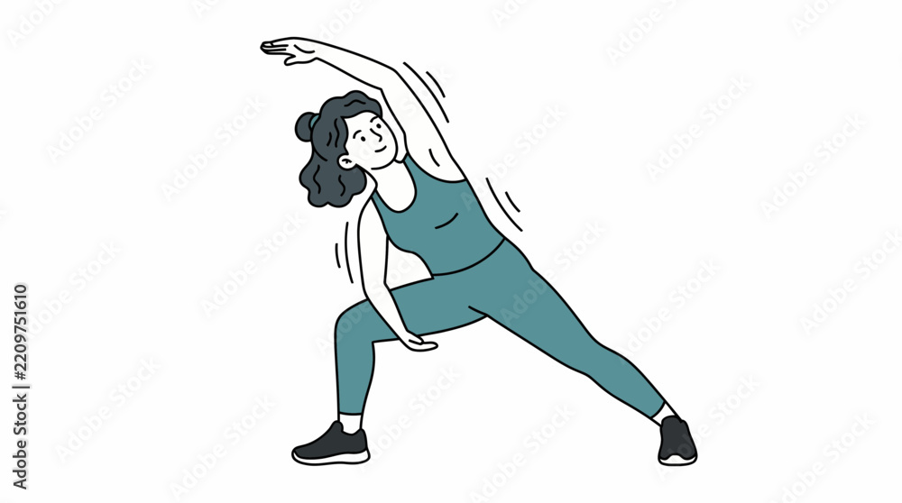 Fototapeta premium A woman performing a yoga pose in a studio. She is wearing athletic clothing and appears focused on her practice