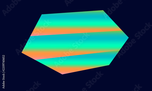 Abstract Colorful Geometric Polygon Shape with Vibrant Gradient Isolated on Dark Background