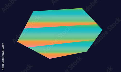 Abstract Colorful Geometric Polygon Shape with Vibrant Gradient Isolated on Dark Background