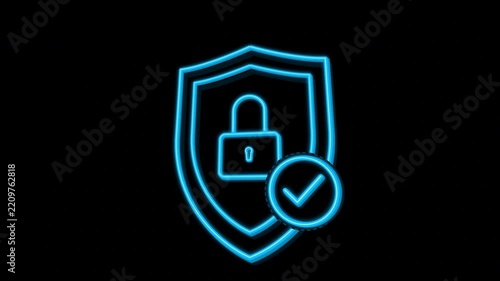Isometric Blue Cyber Security Shield with Padlock Icon for Data Privacy and Network Protection