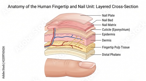 Anatomy of Human Fingertip and Nail Unit Cross-Section