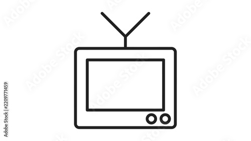 Retro Television Icon - Vintage TV Outline Symbol